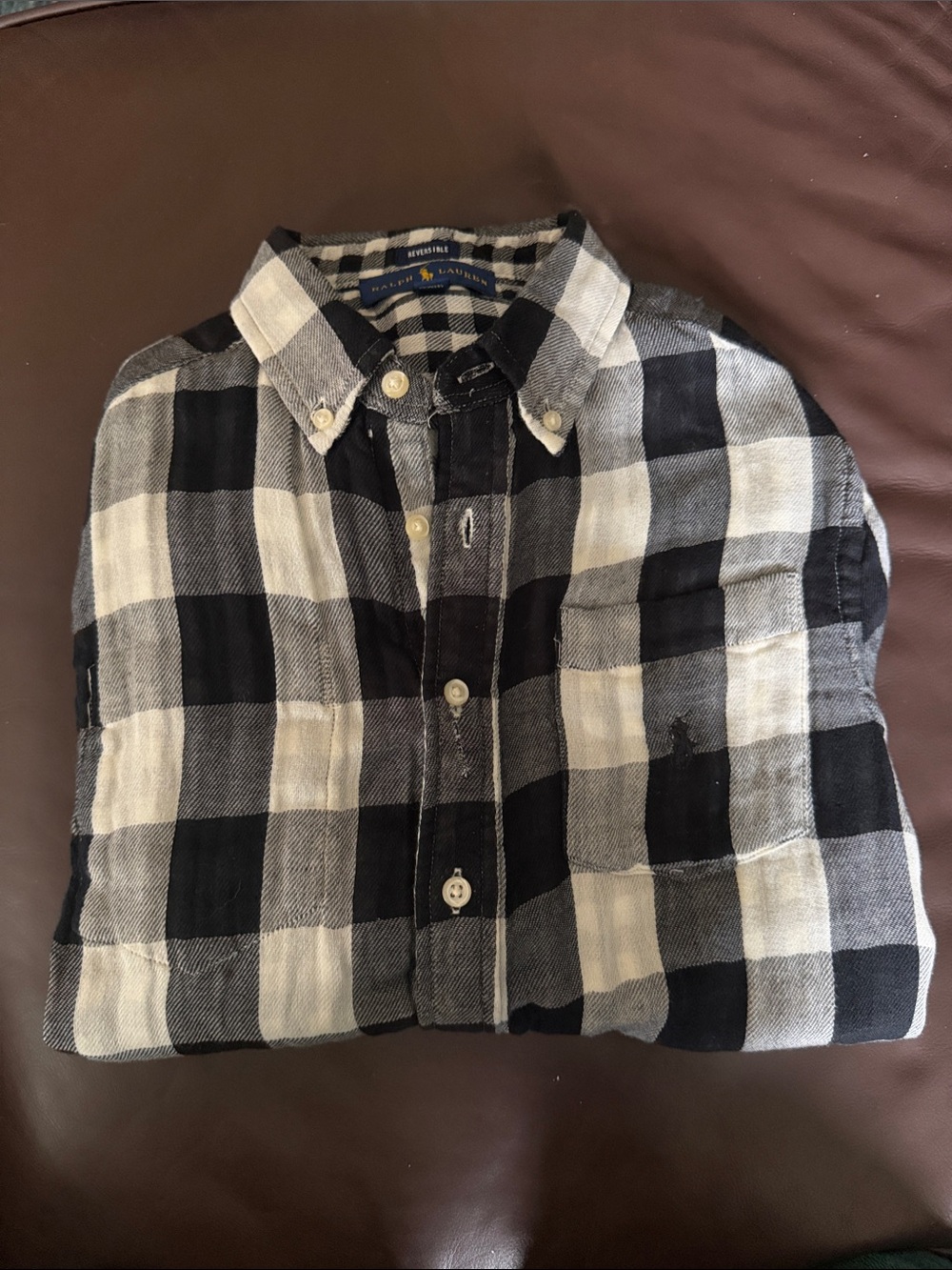Ralph Lauren Black and White Check Button-Down Shirt